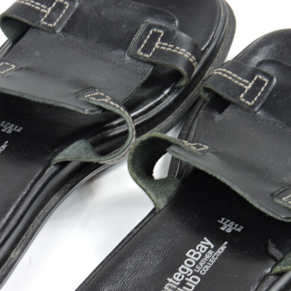 MONTEGO BAY CLUB Black Leather Brazil Sandals - Picture 6 of 8